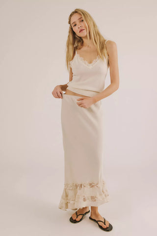 Free People Long Lost Lover Slip Skirt in Tea