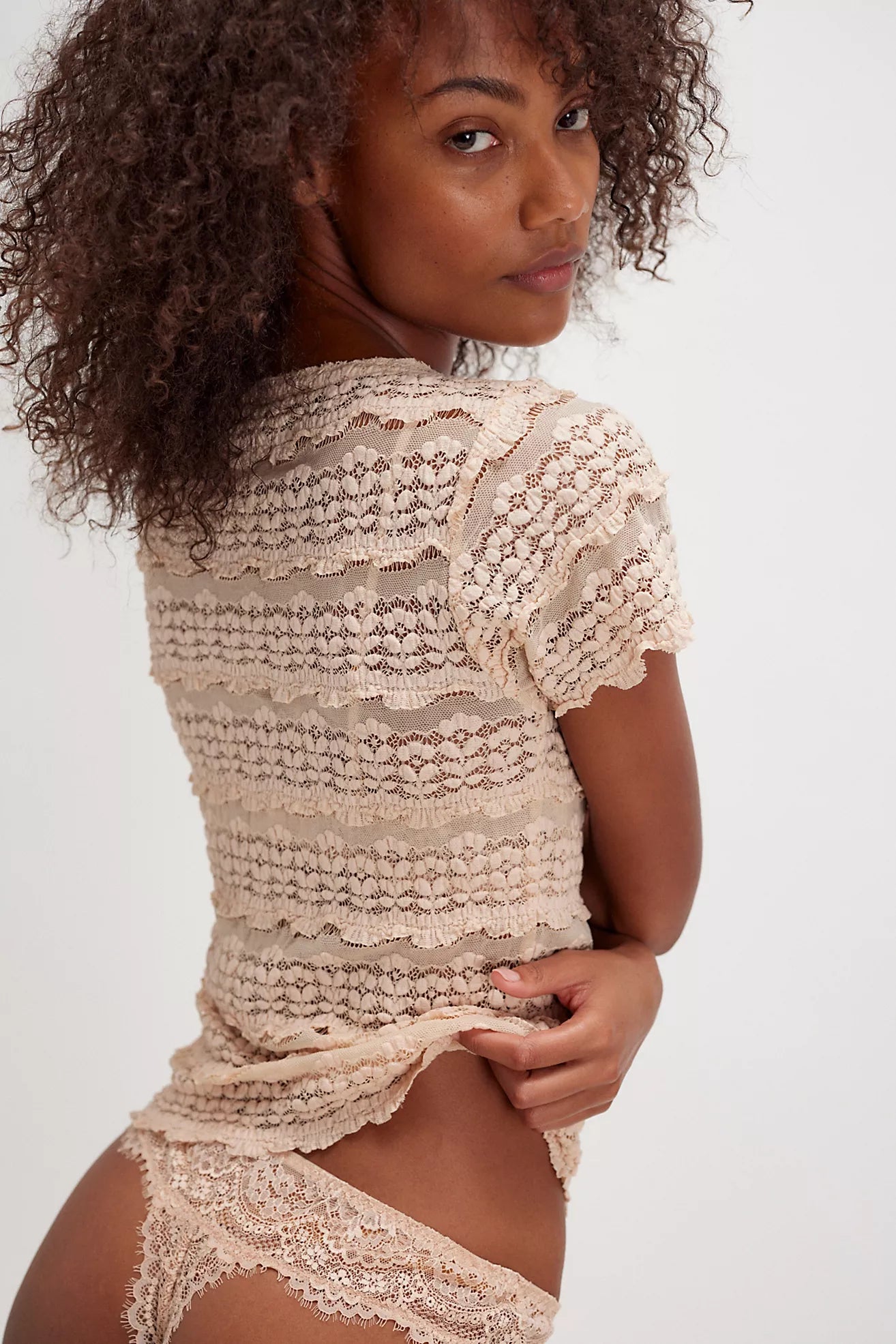 Free People Angela Lace Tee