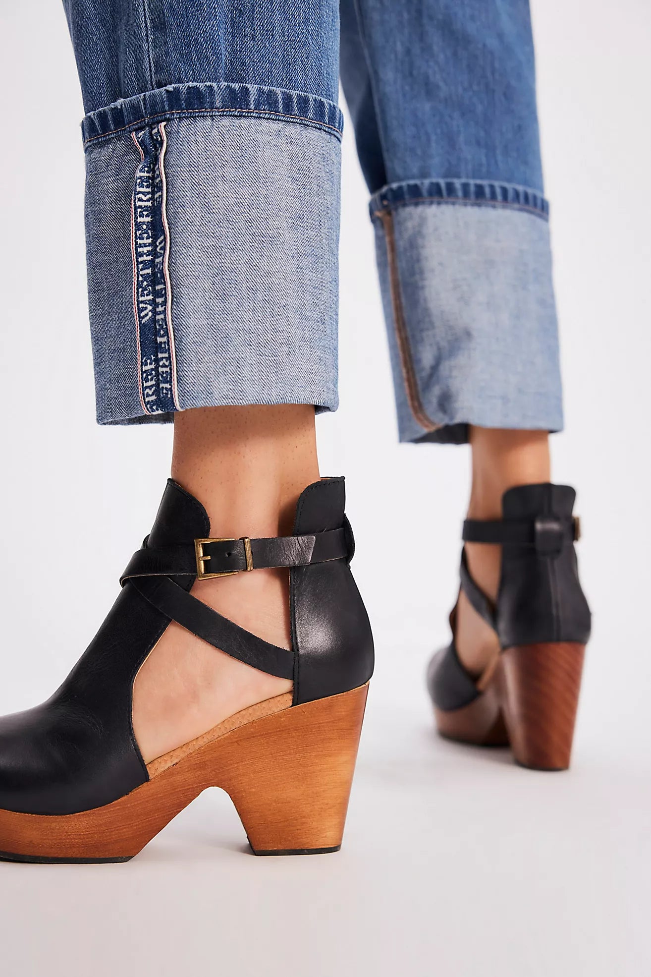 Free People Cedar Leather Clog in Black