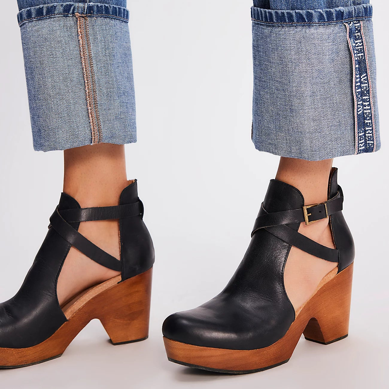 Free People Cedar Leather Clog in Black