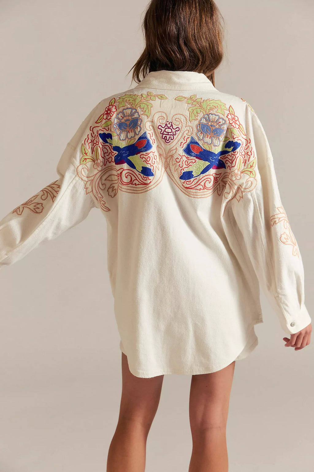 Free People Take Flight Embroidered Shirt