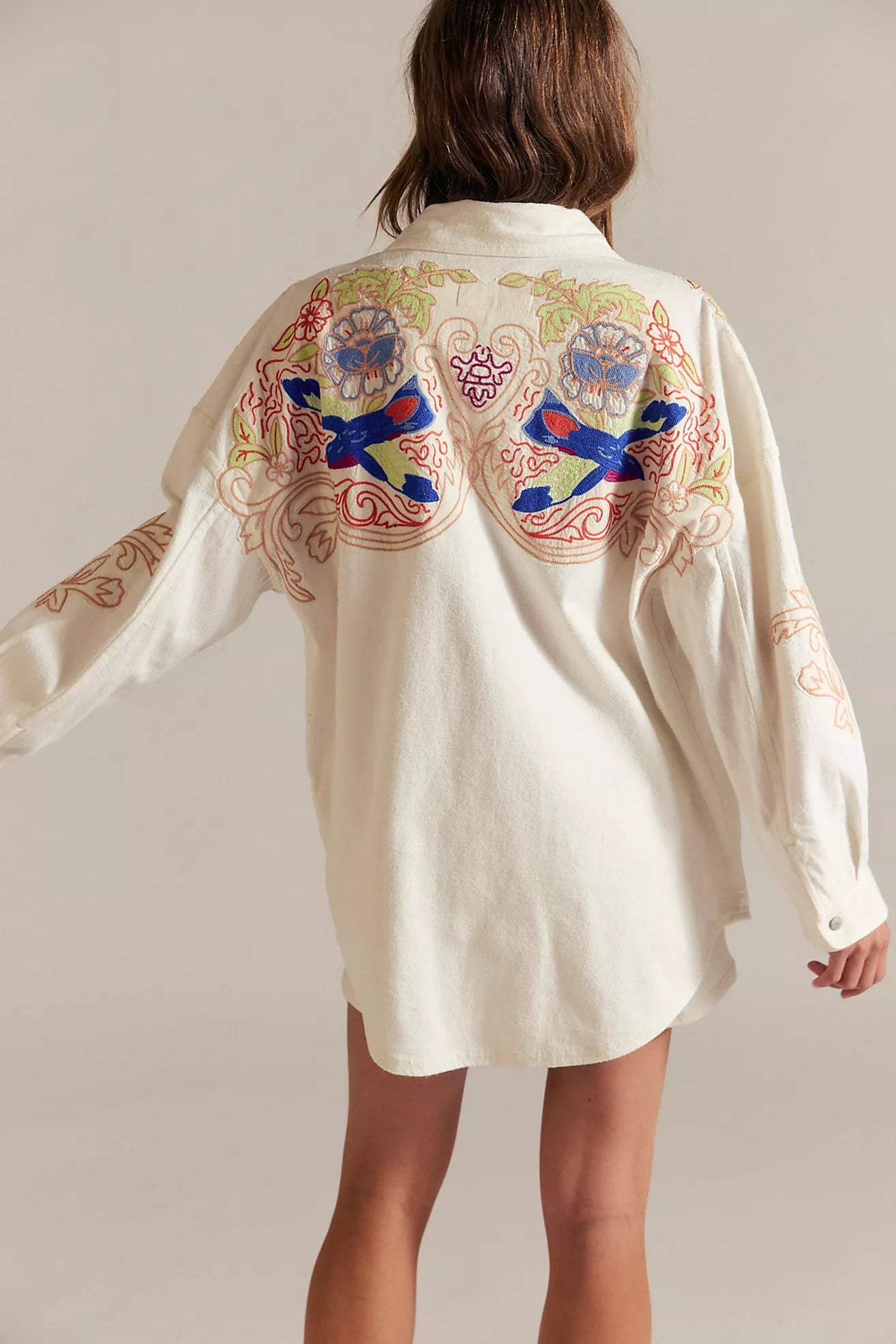 Free People Take Flight Embroidered Shirt