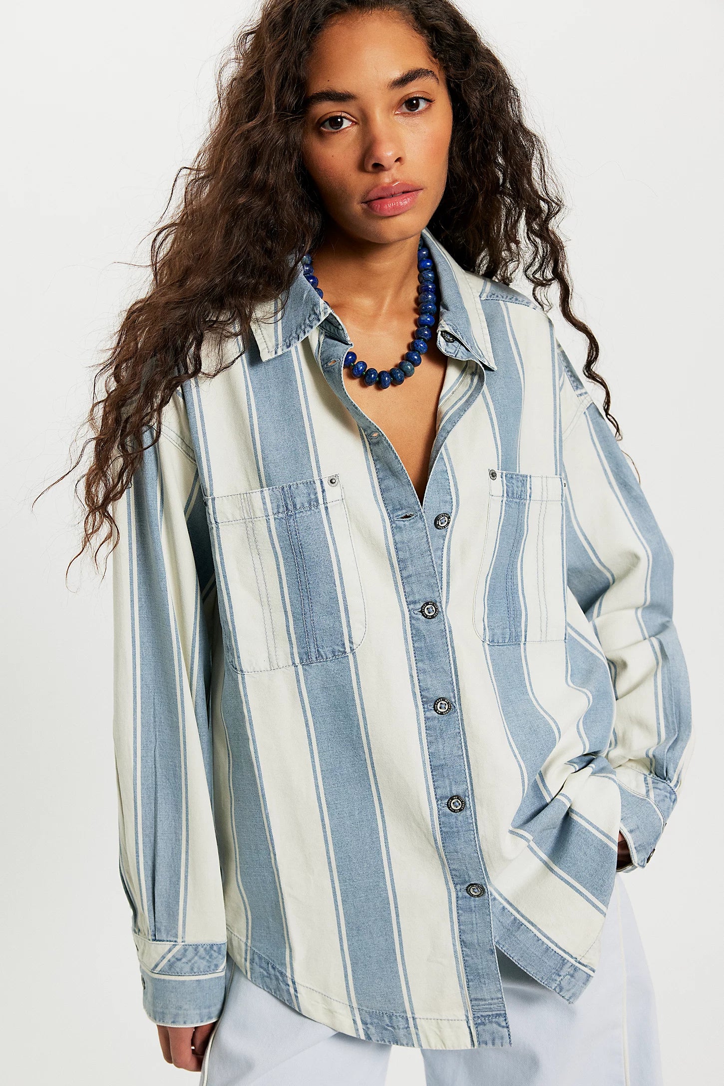 Free People Crossroads Striped Button Down