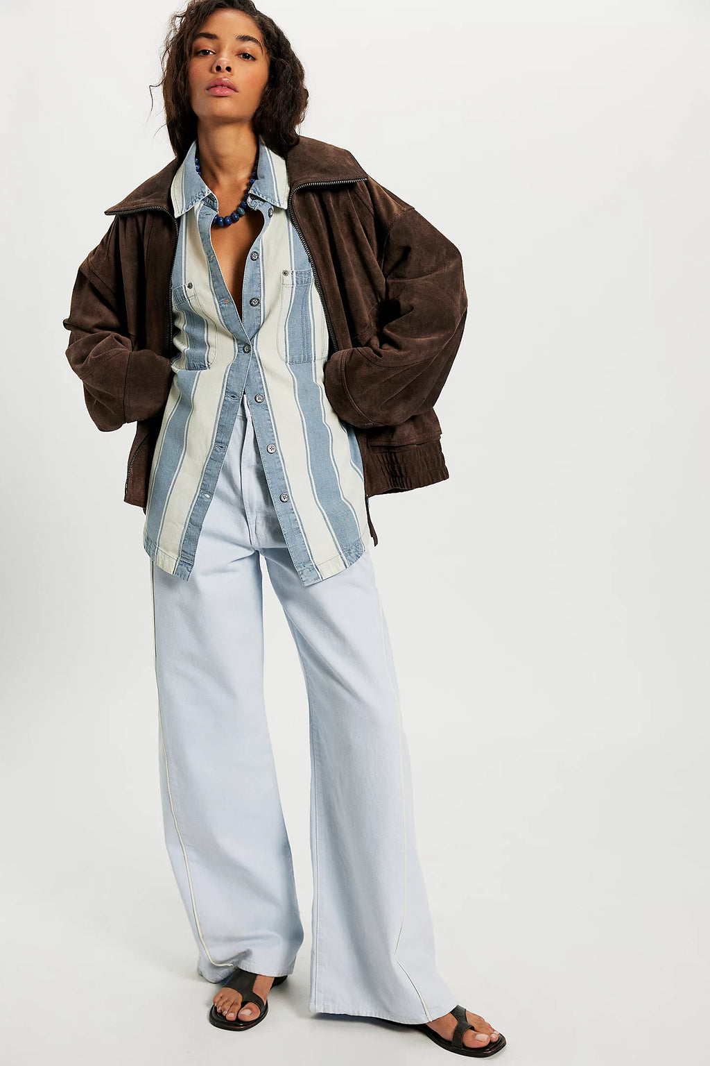 Free People Crossroads Striped Button Down