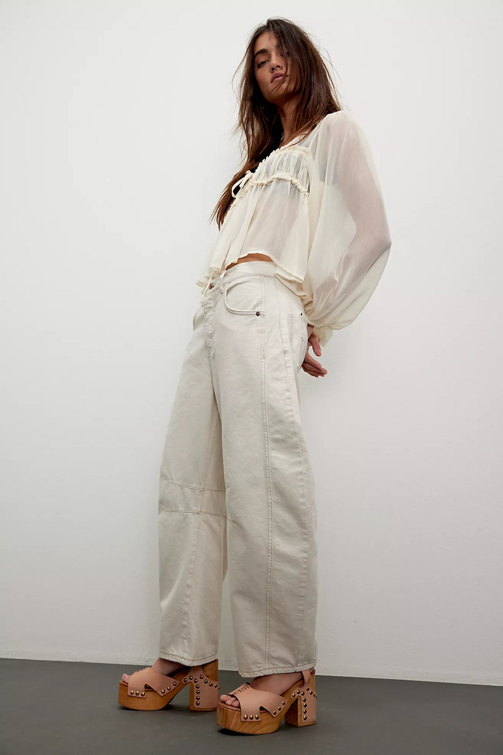 Free People Good Luck Mid Rise Barrel Jeans