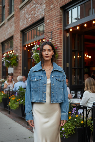 Free People Side to Side Cropped Denim Jacket