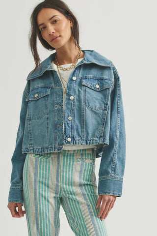 Free People Side to Side Cropped Denim Jacket