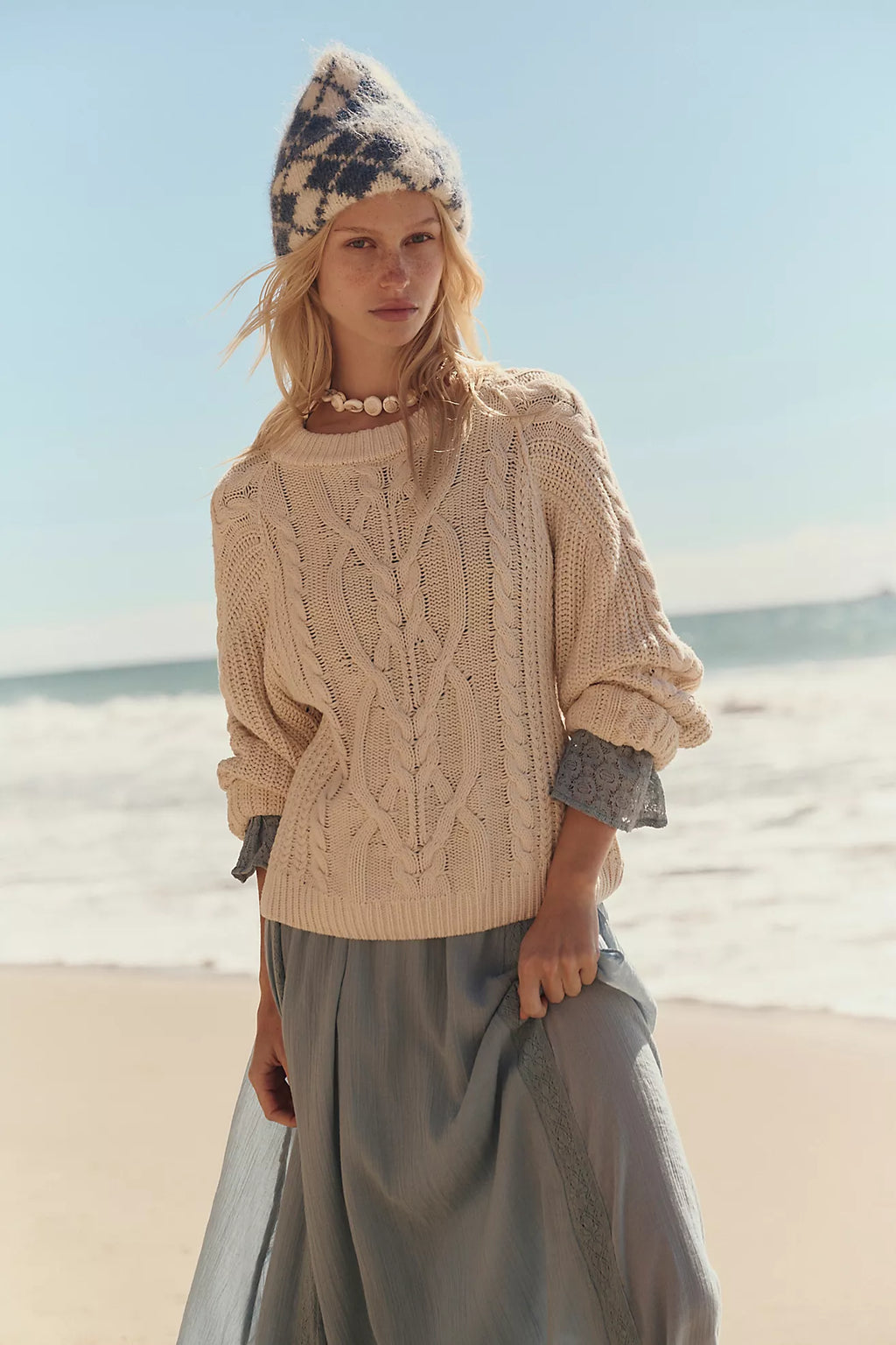 Free People Frankie Cable Knit in Buttercream