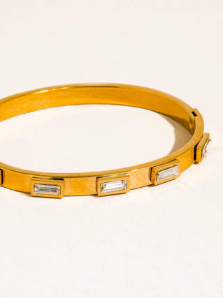 Tanith 18K Gold Non-Tarnish Baguette CZ Bangle Bracelet