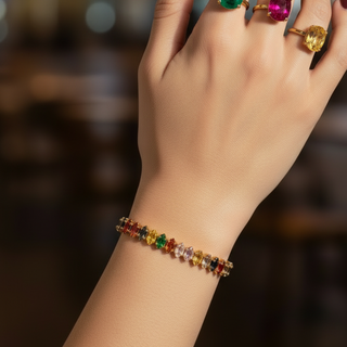 Starlight 18K Gold Multicolor Bold CZ Chain Bracelet