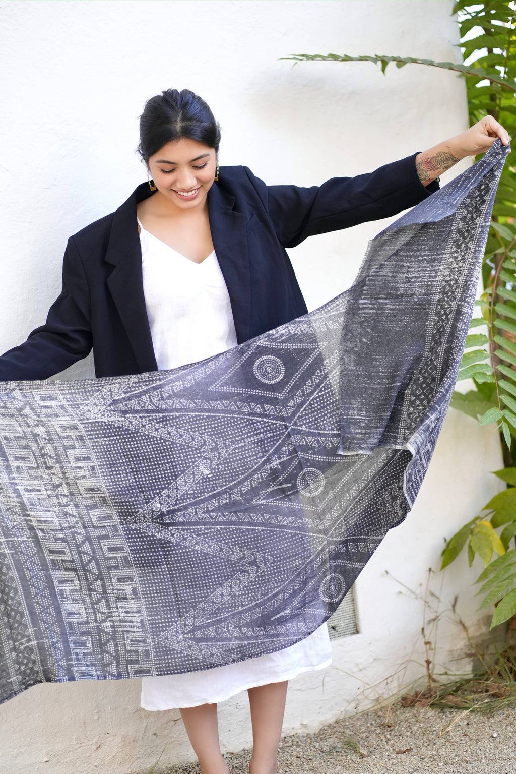 Veronique Geo Wool Silk Scarf