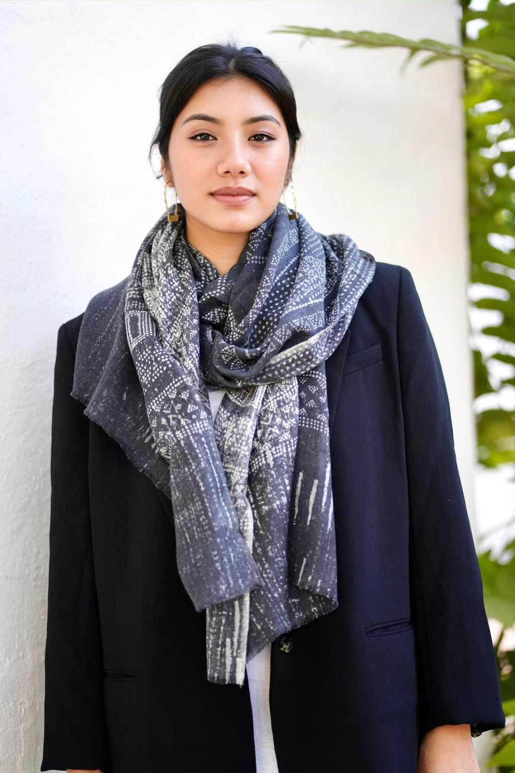 Veronique Geo Wool Silk Scarf