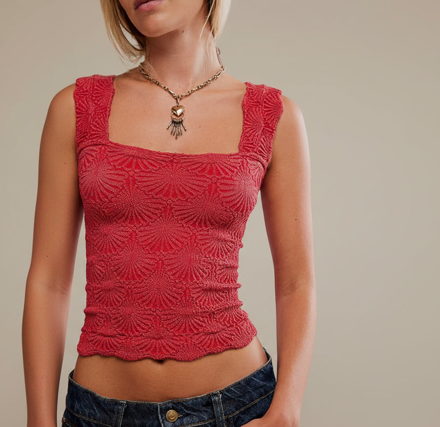 Free People Love Letter Cami in Salsa Red